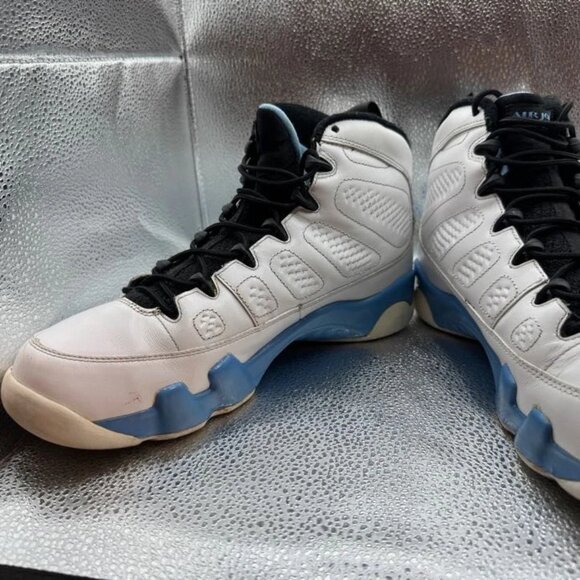 Size 8.5 - Air Jordan 9 Retro 2010 Mens Powder Blue Leather Sneakers 302370-103 - Picture 4 of 10